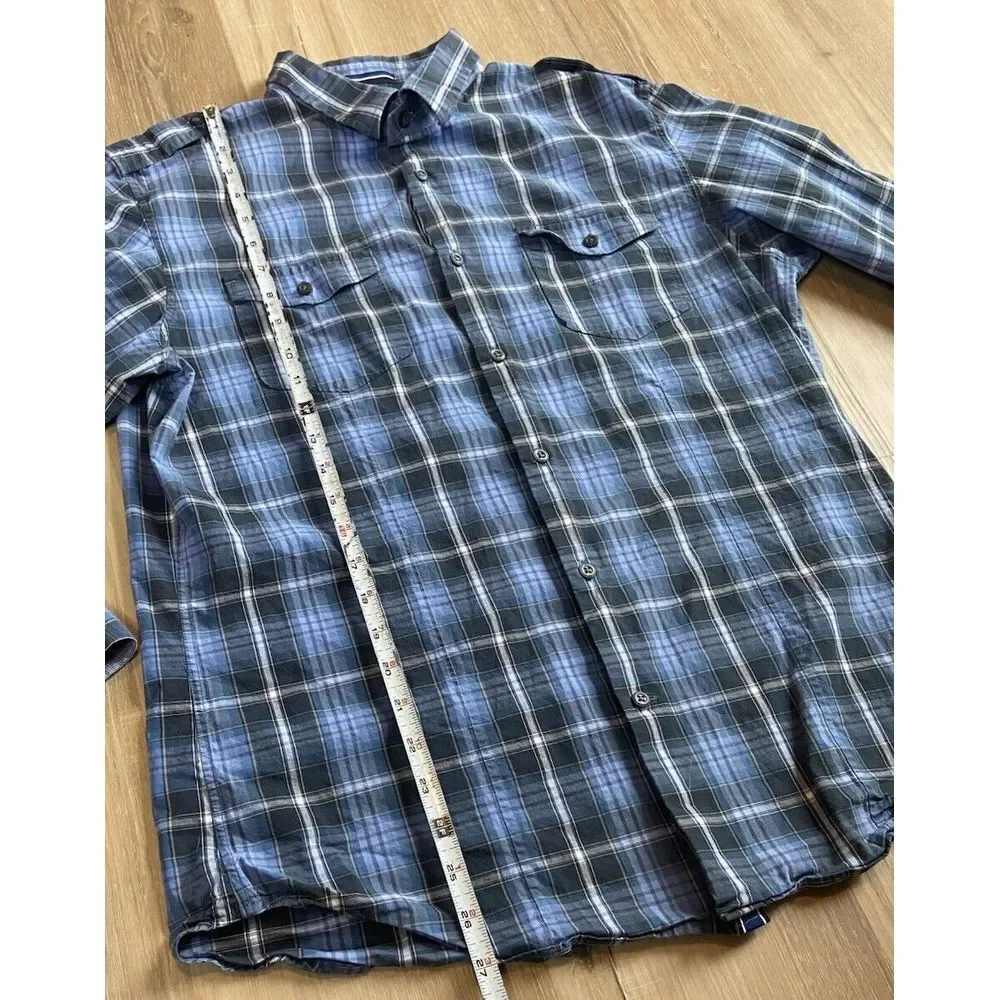 Banana Republic Mens‎ Button Up Long Sleeve Shirts Blue Check - Set Of 2 - Large